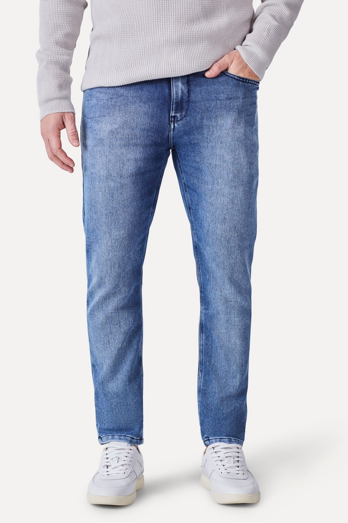 calca jeans skinny moletom tech comfort