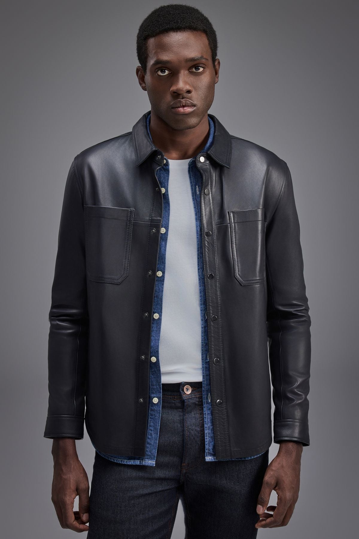 jaqueta overshirt couro owen