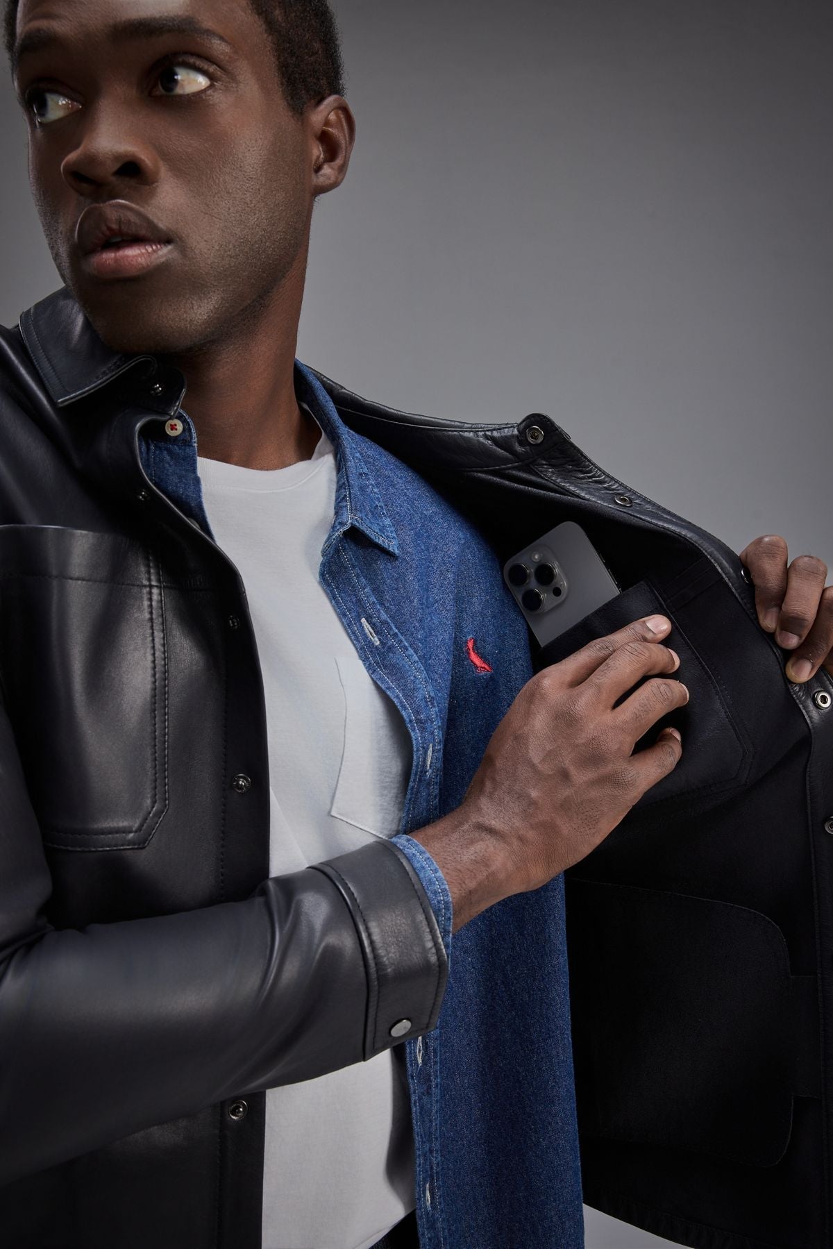 jaqueta overshirt couro owen